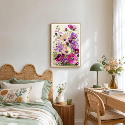 NXIKYO Framed Pink Flowers Paint by Numbers Kit for Adults Beginner, Purple Bouquet Easy Paint by Numbers Canvas with Frame, DIY Painting Kit for Relaxing Home Wall Decor Gift 8x12 Inch - Image 6