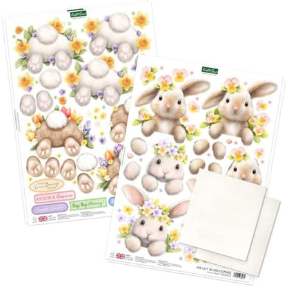 Katy Sue Bunny Tails & Flower Pots Card Making Kit – Make 8 Freestanding 3D Easter Bunny Cards – Includes Decoupage, Envelopes & Foam Pads – UK Made Papercraft Kit - Image 5