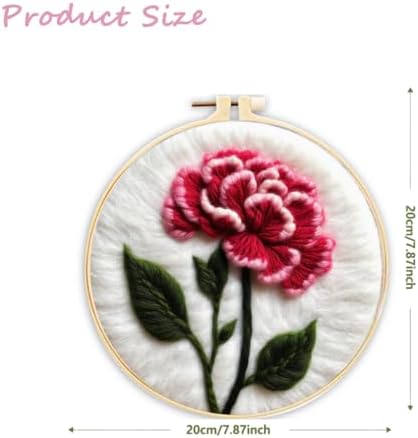 CaptainCrafts Needle Felting Kit, Wool Felt Supplies, Embroidery Hoops, Wool Painting Tools Needle Felting Starter Kit for DIY Decoration (A Pink Flower) - Image 2