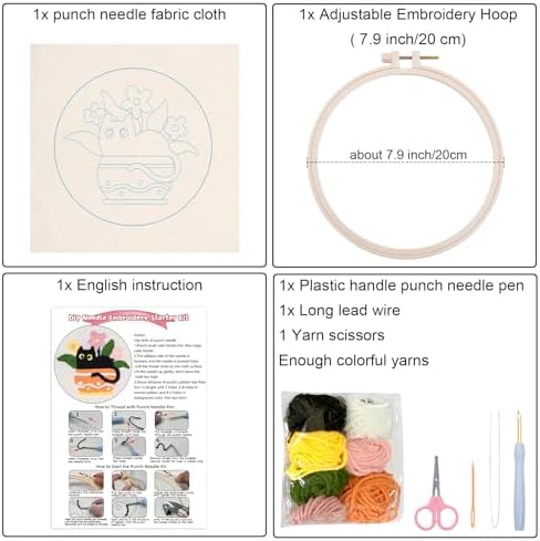 Louise Maelys Cat Plant Pattern Embroidery Kit for Beginners - Image 2