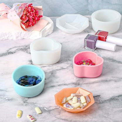 Gartful 3 Pieces Dish Resin Molds, Silicone Jewelry Tray Molds, Storage Container Epoxy Resin Casting Molds for Jewelry Ring Holders, Soap Dish, Candle Holder, 3 Styles(Round & Heart & Octagon) - Image 5