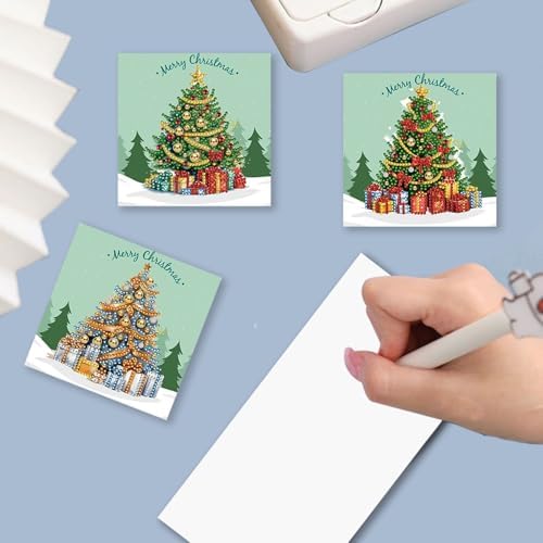 DIY Diamond Greeting Cards Set Christmas, 5D DIY Diamond Art Painting Greeting Card, DIY Christmas Card Making Kits for Family Friends Handmade Gift-#27-Christmas Tree - Image 3