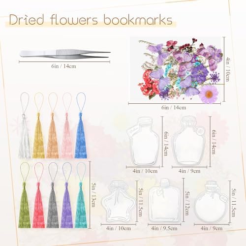 Taobary 91 Pcs DIY Dried Flowers Bookmarks Transparent, Vintage Color - Image 2