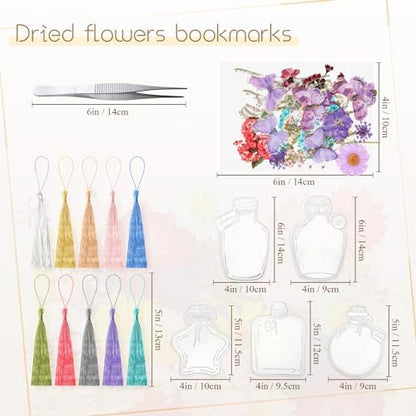 Taobary 91 Pcs DIY Dried Flowers Bookmarks Transparent, Vintage Color - Image 2
