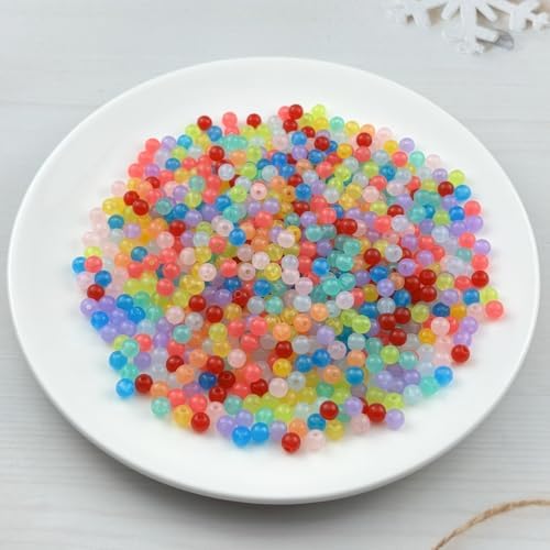 700pcs Acrylic Round Beads for Crafts 6mm Resin Candy Color Spacer Beads with Hole for Jewelry Making Sewing Crafts Decoration Necklaces Bracelets Earrings Supplies(Jelly Mix Colors) - Image 2