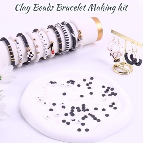 3500 PCS Clay Beads Bracelet Making Kit, Black White Beads for Crafts - Image 2