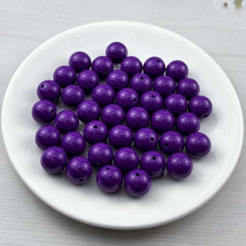 40pcs Acrylic Round Beads for Crafts 16mm Resin Candy Color Spacer Beads with Hole for Jewelry Making Sewing Crafts Decoration Necklaces Bracelets Earrings Supplies(Dark Purple) - Image 2