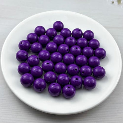 40pcs Acrylic Round Beads for Crafts 16mm Resin Candy Color Spacer Beads with Hole for Jewelry Making Sewing Crafts Decoration Necklaces Bracelets Earrings Supplies(Dark Purple) - Image 2