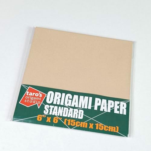 [Taro's Origami Studio] Standard 6 Inch One Sided Single Color (Beige) 50 Sheets (All Same Color) Square Easy Fold Premium Japanese Paper for Beginner (Made in Japan) - Image 3
