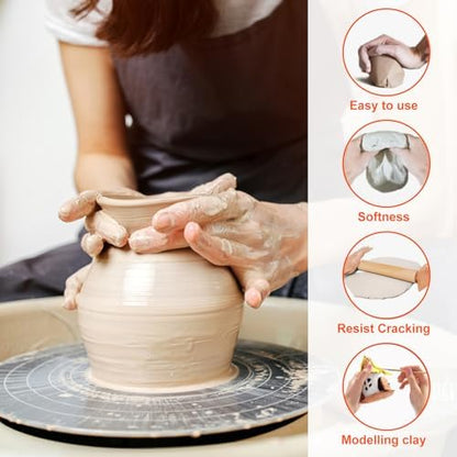 Pottery Clay, 4.4 LB Air Dry Clay, Clays for Pottery, Ceramic Clays for Sculpting, and Hand Building, Ideal for Beginners and Advanced Sculptors, Home DIY (White,4.4 LB) - Image 2