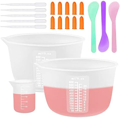 Silicone Resin Measuring Cups, 600ml with Stir Sticks by YITIAOXIAOYU