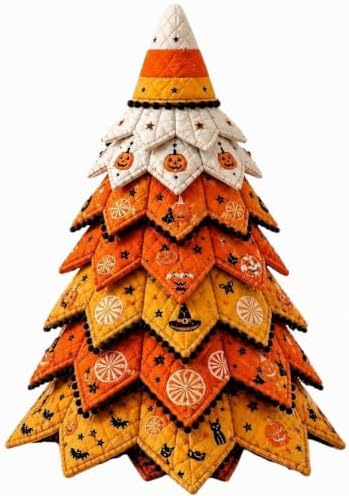 Quilted Christmas Tree Kit – Pre-Cut Fabric & Foam Cone DIY Tabletop Decoration with Tree Topper, No-Sew Holiday Craft Kit for Adults & Kids, Christmas Tree Decorations for Home, Party & Gifts (set2) by Unknown