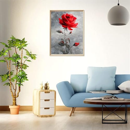 bestact Framed Rose Paint by Numbers Kits for Adults,Flower Painting by Numbers with Framed for Beginner on Canvas Easy DIY Painting Kits for Home Wall Decoration and Gifts,8x12INCH (Flower1) - Image 2