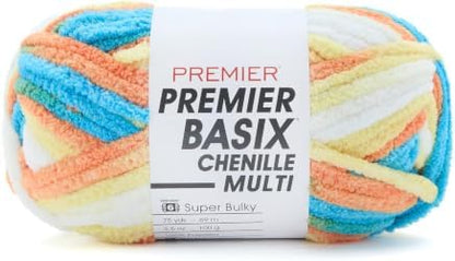 Premier Basix Chenille Brights Yarn, Plush Bulky Chenille Yarn for Crocheting & Hand Knitting, Soft Yarn for Cozy Projects, Chunky Yarn for Hand Knitting, Beach Ball by Premier