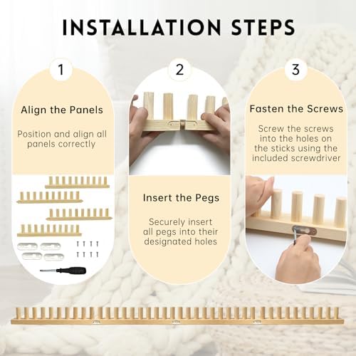 LARIAU Chunky Knitting Blankets Loom, Thick Yarn Knitting Loom for Beginners, 15.2" to 61“ Long Wooden Adjustable & Foldable & Portable Design DIY Machine, Birthday Gifts Knitting Lover Gift - Image 4