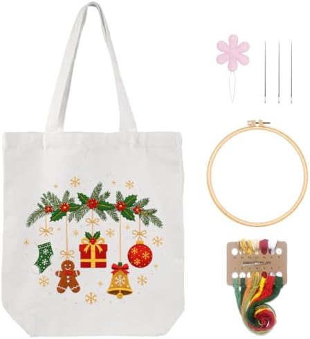 Nuberlic Christmas Embroidery Tote Bag Kit for Beginners by Nuberlic