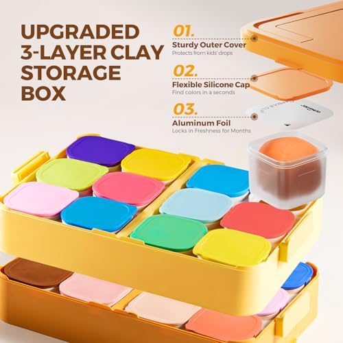 Jar Melo Air Dry Clay, Magic Modeling Clay Kit, 24 Colors with Storage Box - Image 2