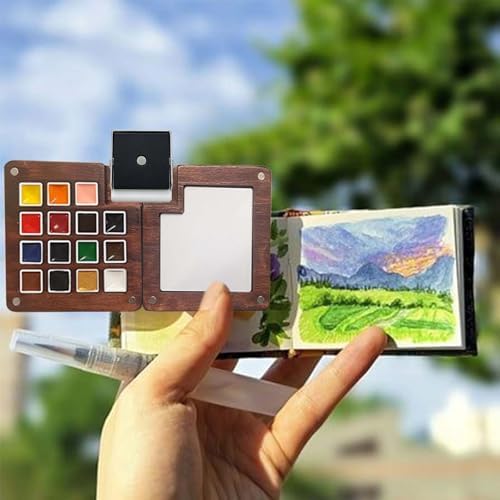 Travel Watercolor Paint Set - Pocket 15-Color Mini Kit with Sketch Pad - Image 3