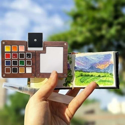 Travel Watercolor Paint Set - Pocket 15-Color Mini Kit with Sketch Pad - Image 3