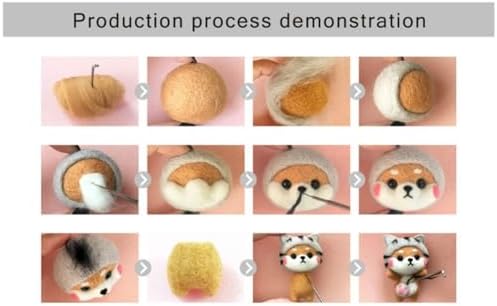MOPFOL Needle Felting Kit 4 Styles - DIY Wool Craft with Foam Pad, Felting Needles & Accessories for Animal Doll Making(Cat Shiba Inu) - Image 2