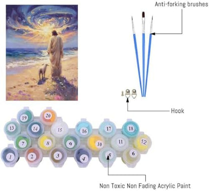 Mrnsiet Paint by Numbers Kit for Adults, Easy Jesus Adult Paint by Number Kits on Canvas, Christian DIY Acrylic Oil Number Painting Kits for Home Wall Decor Gift 16x20 Inch (Frameworkless) - Image 5