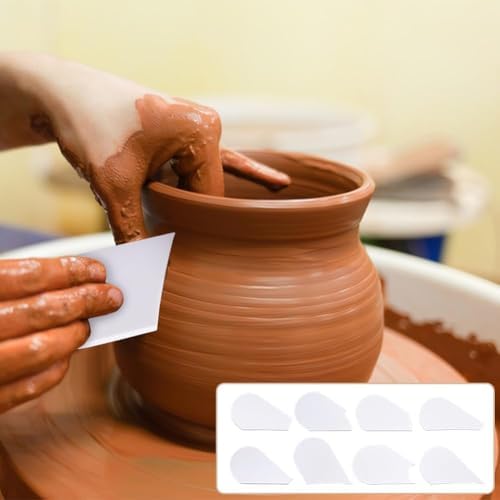 FINGERINSPIRE 8 Pcs Pottery Trimming Textured Art Tools - 8 Styles Acrylic Clay Wedging Board Set for Ceramics, Sculpting & Carving, Flat Round White Pottery Foot Shaper & Prep Tools for Clay Crafts - Image 6