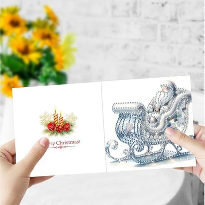 DIY Diamond Greeting Cards Set Christmas, 5D DIY Diamond Art Painting Greeting Card, DIY Christmas Card Making Kits for Family Friends Handmade Gift-#35-Ice Sled - Image 4