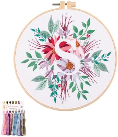 artcici Embroidery Kits Plant Flower Letter S Patterns for Beginners Adults, Full Range Embroidery Starter Kits Cross Stitch Needlework Supplies (Letter S) by Unknown