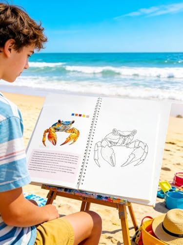 Watercolor Workbook，Water Paint Adult Set，Easy Coloring Book,Beautiful Paintings for Beginner（Fruit - Album (Beach - brochure) - Image 4