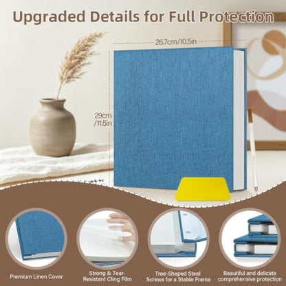 Popotop Photo Album Self Adhesive Scrapbook Album for 4x6 5x7 8x10 Pictures DIY Photo Book as Scrapbooking Supplies Kits, Birthday Gifts for Women Mom Wedding Baby Family Travel - Image 3