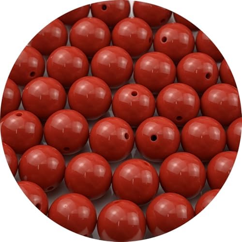 40pcs Acrylic Round Beads for Crafts 18mm Resin Candy Color Spacer Beads with Hole for Jewelry Making Sewing Crafts Decoration Necklaces Bracelets Earrings Supplies(Red) by Unknown