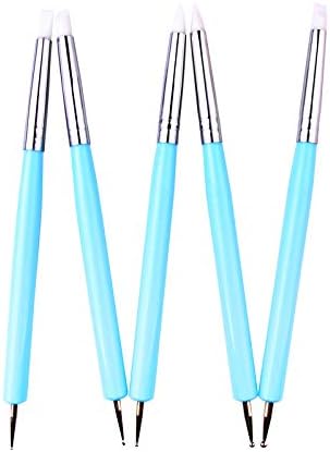 5 pcs/Set Soft Pottery Clay Tool Silicone & Stainless Steel Two Head Sculpting Polymer Modelling Shaper Art Tools Blue (Pack of 3) - Image 6
