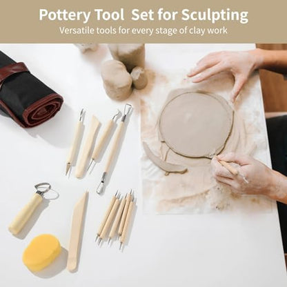 43 Pcs Clay Tool, Pottery Tool for Sculpting, Clay Carving Tools, Including Carrying Bag, Ideal for Clay, Polymer, Ceramics, DIY Art Projects - Image 2