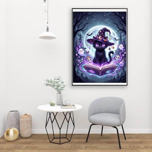 Clendo Magic Cat Paint by Numbers Kit for Adults - Halloween Adult Paint by Number Kits on Canvas Without Frame for Beginner, Oil Painting by Numbers Kit for Gift Home Wall Decor 16x20 Inch - Image 6