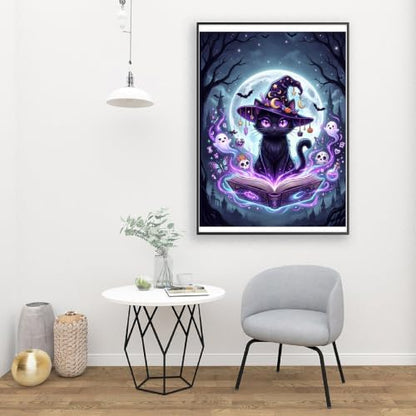 Clendo Magic Cat Paint by Numbers Kit for Adults - Halloween Adult Paint by Number Kits on Canvas Without Frame for Beginner, Oil Painting by Numbers Kit for Gift Home Wall Decor 16x20 Inch - Image 6