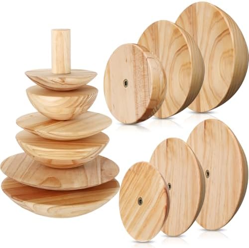 DoubleFill 6 Pack Pottery Molds 6'' 8'' 10'' Thickness 2.5'' and 1.5'' Plaster Molds Wood Pottery Tools with Handle for Ceramic Top Forms DIY Bowls Plate Dish Slump Press Art Making (Hemispherical) by DoubleFill
