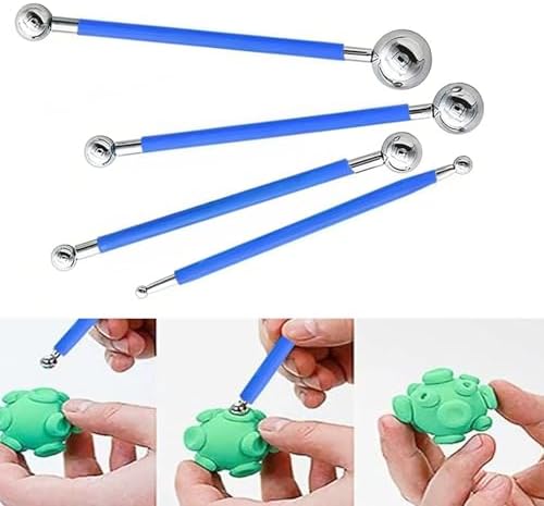 14Pcs Ball Stylus Pottery Tool Set, Blue Embossing Tool, Dual-Ended Multi-Size Clay Sculpting Dotting Tools, Professional Modeling Tools for Pottery, Polymer Clay, Nail Art, Fondant & DIY Crafts - Image 4