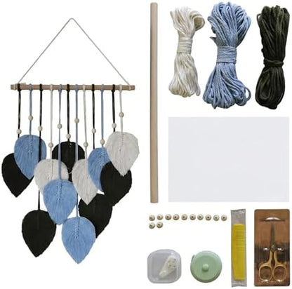 Jditngp DIY Macrame Leaf Wall Hanging Beginners Boho Wall Leaf Tapestry Kit Handmade Woven Tapestry Feather Wall Hanging DIY Macrame Kit for Adults Birthday Gift DIY Craft Kits 15.8" (Green,Blue) by JditngpRoundBackdropCover