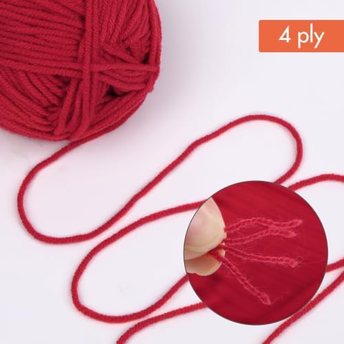 NICEEC 300g Soft Assorted Colors Yarn 100% Acrylic 870yds -Red51# - Image 2