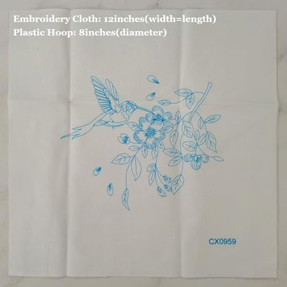 Esffaci Embroidery Starter Kit for Adult Beginner with Hummingbird Flower Pattern Hand Embroidery Set with Cloth Hoop Needle Threader Floss and Instruction - Image 3