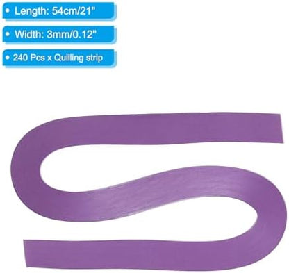 PATIKIL 240pcs Quilling Strips Paper 1/8"(3mm) 21"(54cm) Origami Paper Quilling Strip for Art DIY Hand Craft Christmas, Violet Purple - Image 2