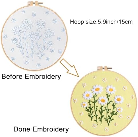 Louise Maelys Daisy Flower Embroidery Kit for Beginners, Floral Pattern - Image 3