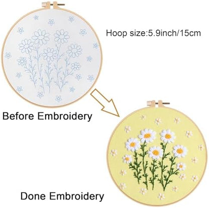 Louise Maelys Daisy Flower Embroidery Kit for Beginners, Floral Pattern - Image 3