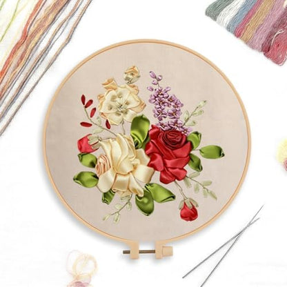 CREAWONDER Canvas Tote Bag Embroidery Kit with Pattern for Beginners, Arts and DIY Embroidery Crafts Kits for Adults, Include Instructions, Embroidery Hoops, Color Threads and Tool - Image 3