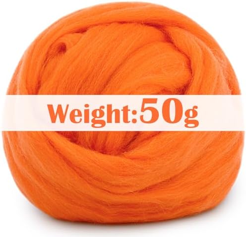 Mayboos 1.76oz Orange-Red Wool Roving, Needle Felting Wool - Image 2