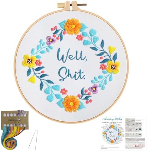 Louise Maelys Embroidery Kit for Beginners Floral Quote Wreath Craft by LouiseMaelys