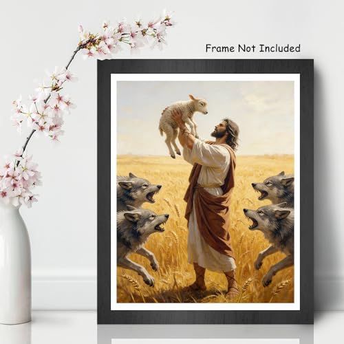 TFIAVSIN Paint by Numbers Kit for Adults, Jesus Saves the Lamb from Wolves, Inspirational Adult Paint by Number Kits, Christian Painting by Numbers Canvas, Religious DIY Arts and Crafts, 16x20 Inch - Image 2