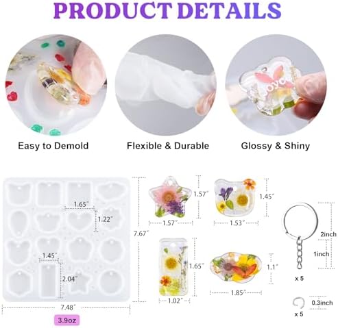 LET'S RESIN Keychain Resin Molds Silicone, 16 Cavity Pendant Casting Mold - Image 2