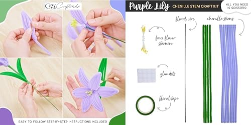 WeVeel Chenille Stem Flower Craft Kit for Adults – Create 6 Colorful Blooms (Lily, Rose, Calla Lily, Tulip, Gerbera & Daisy) – Relaxing DIY Arts & Crafts Kit with All Supplies - Image 3