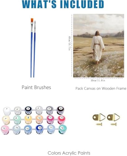 Jesus Paint by Numbers Kit for Adults Framed Canvas 12X16 in, Frameworkless - Image 3